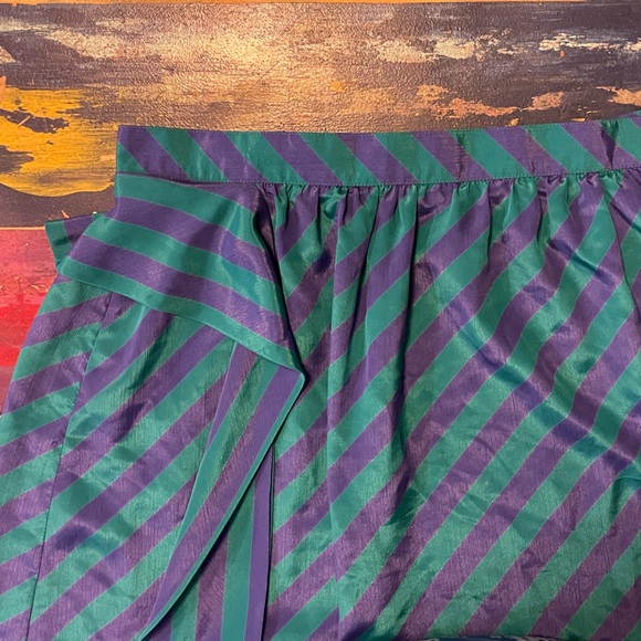 Vtg skirt, feminine midi Sunday brunch eclectic vibrant separates green purple - Picture 4 of 5